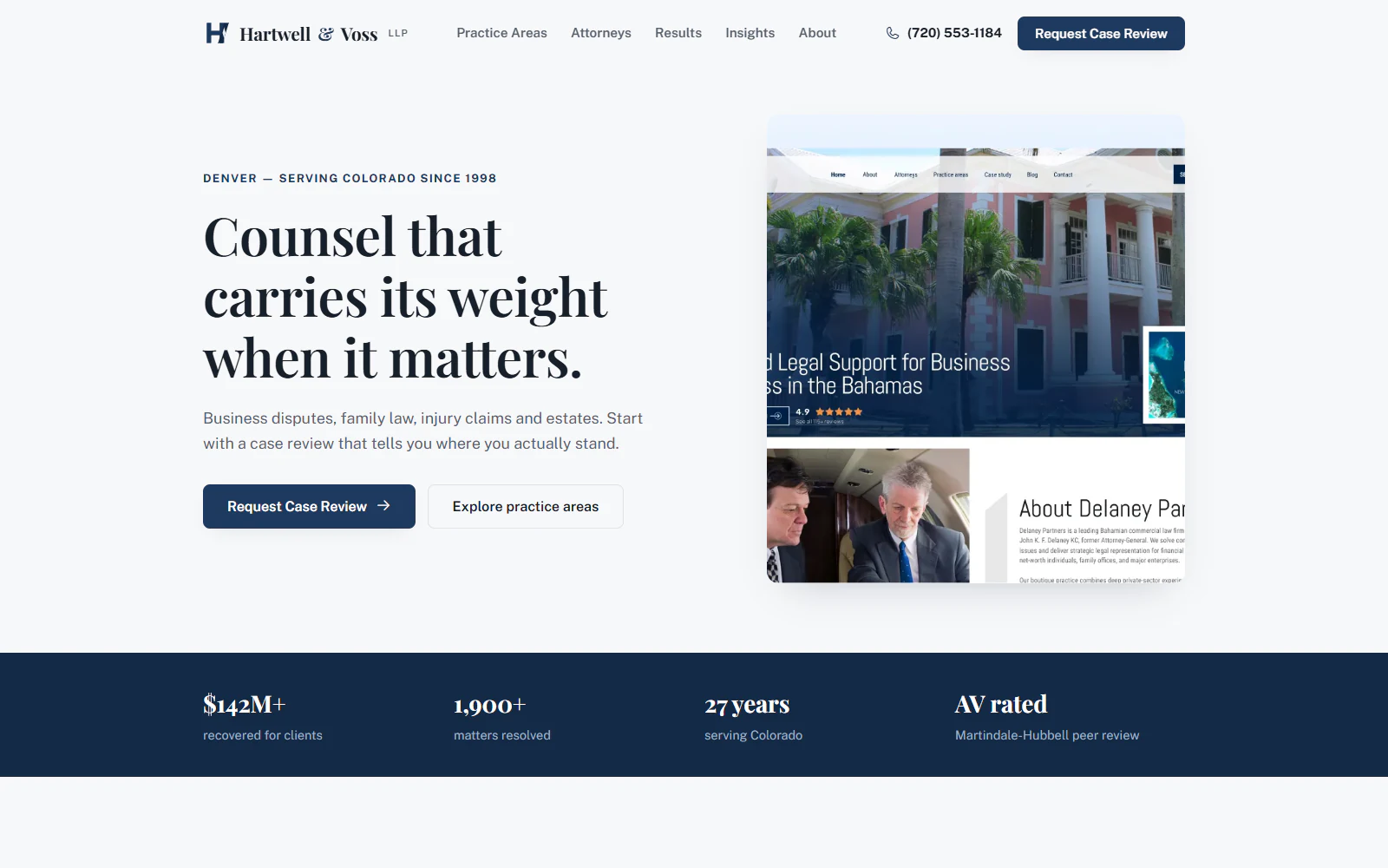Hartwell and Voss law firm homepage
