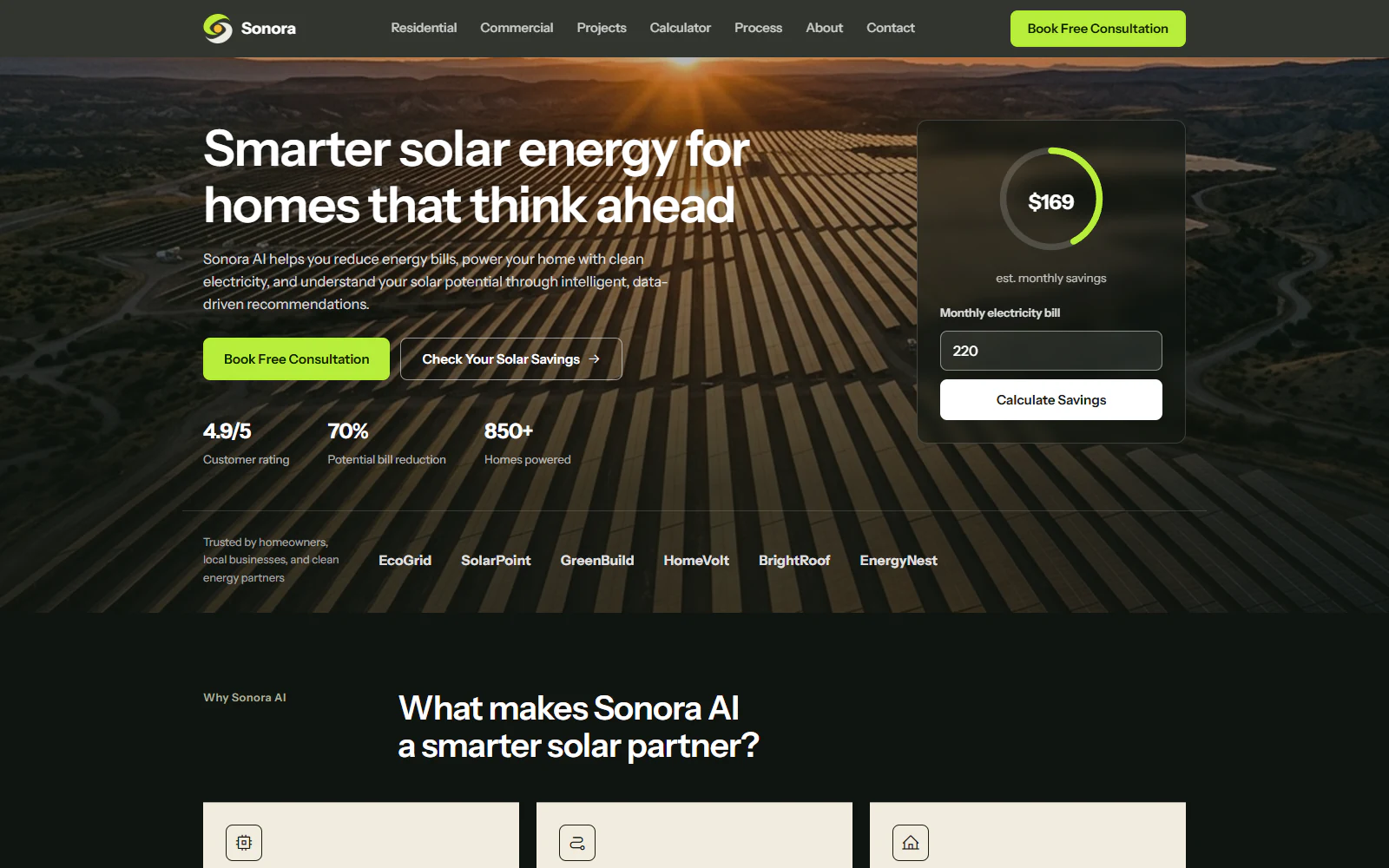 Sonora Solar residential energy homepage
